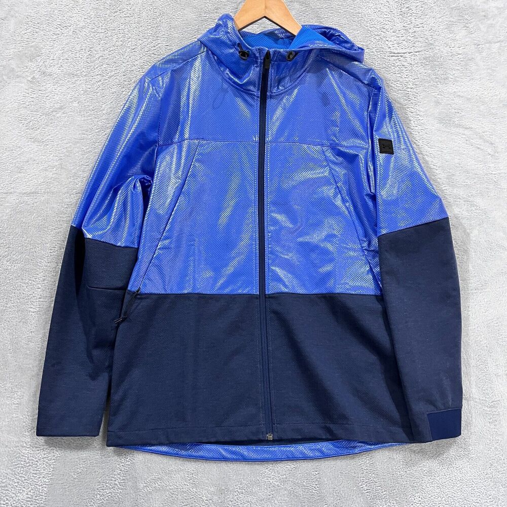 Under Armour Cold Gear JAcket Men's L Hybrid Fitted Windbreaker Blue Navy